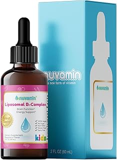 Nuvamin – Liquid Liposomal B-Complex Drops for Kids Baby Toddlers & Adults, 2Fl.Oz (60ml), 120 Daily Serving. B1, B2, B3, B5, B6, B7, B9, B12. Great Taste - Natural - High Absorption, Raspberry Flavor
