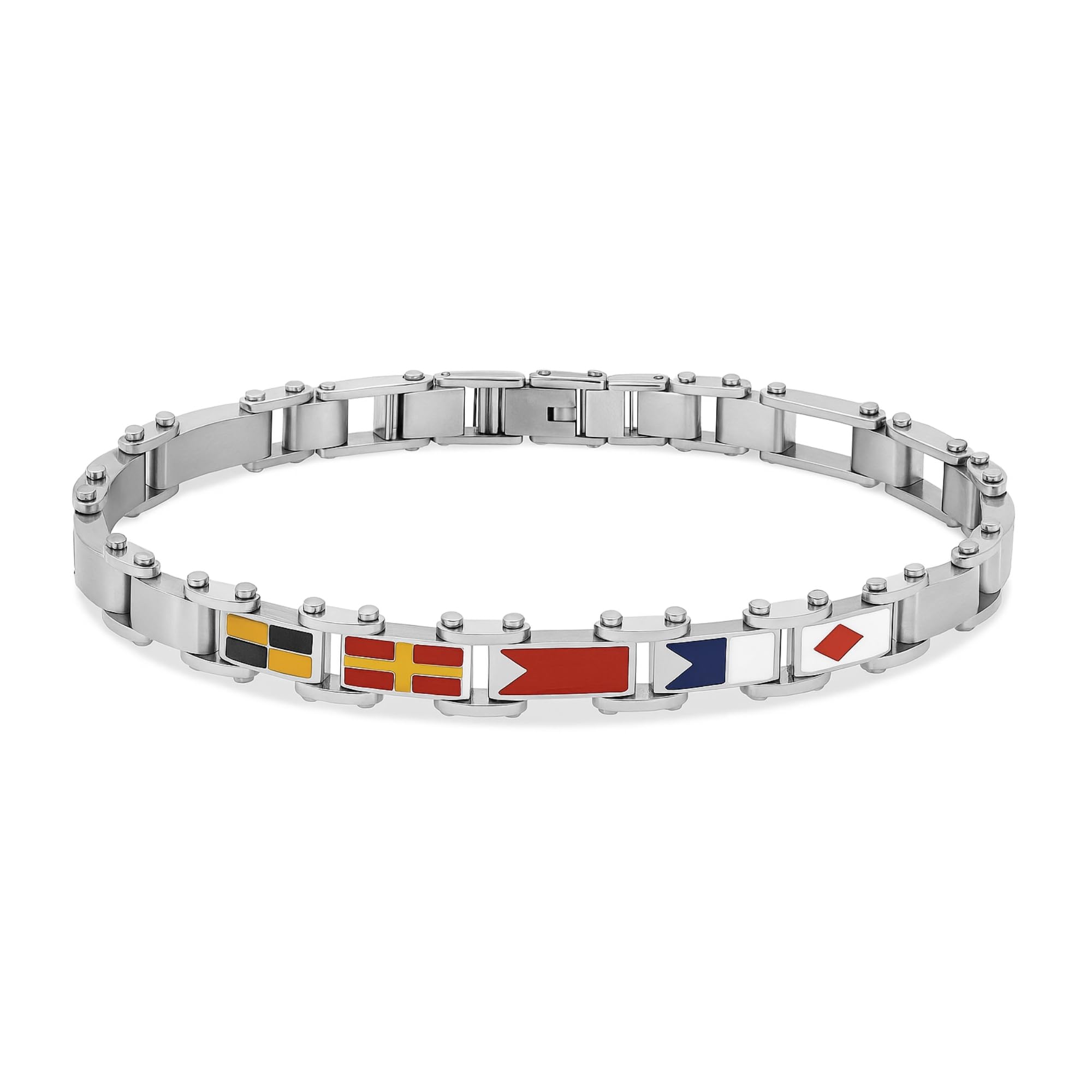 Bracciale Uomo Bandiere Nautiche – Accessorio Stile Marinaro Elegante – Idea Regalo Originale per Amanti del Mare e della Vela