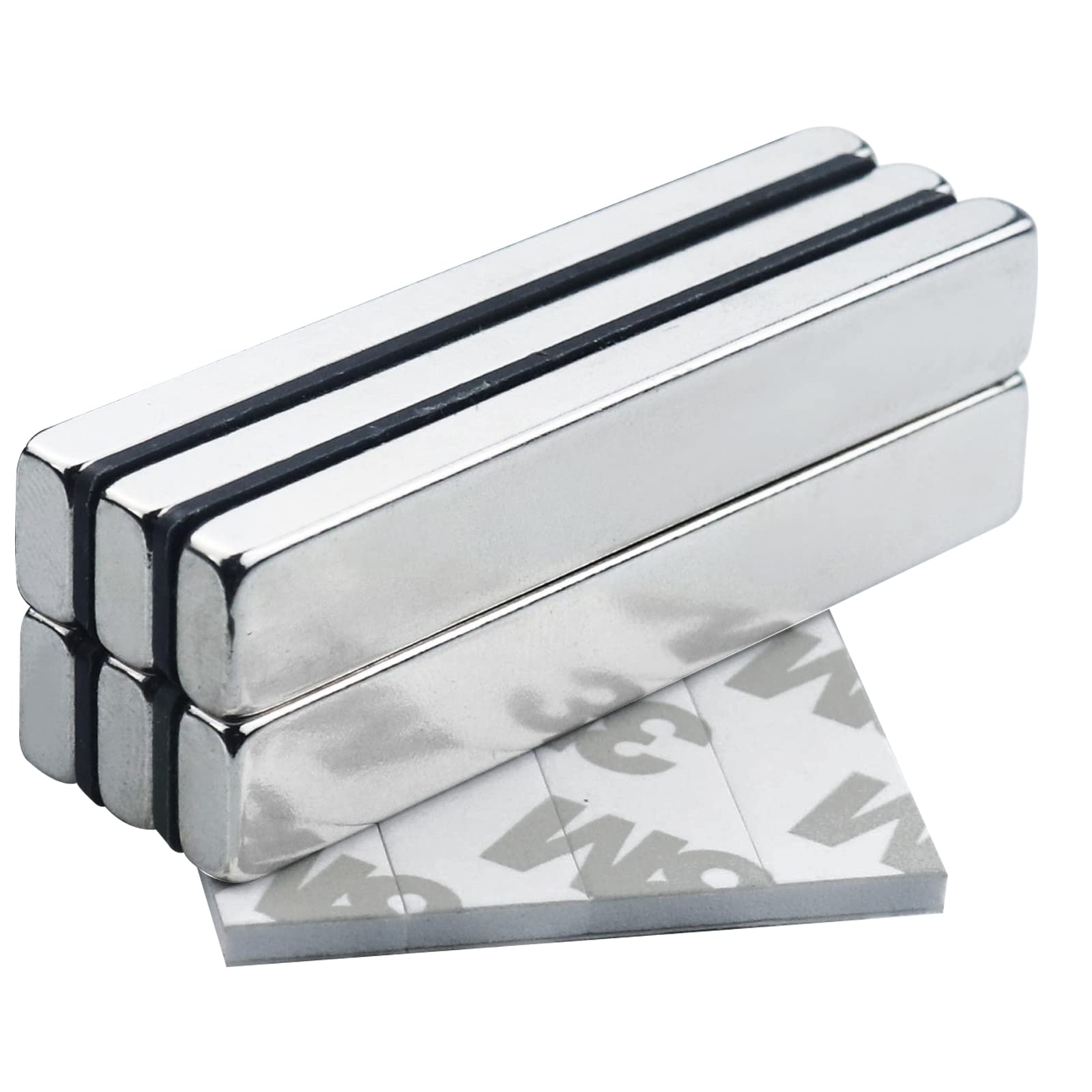 Yizhet 6 Packs 60 * 10 * 5mm Magnets, Strong Neodymium Magnet Bar, Self Adhesive for Fridge, Crafts, Whiteboard, DIY, Home and Office
