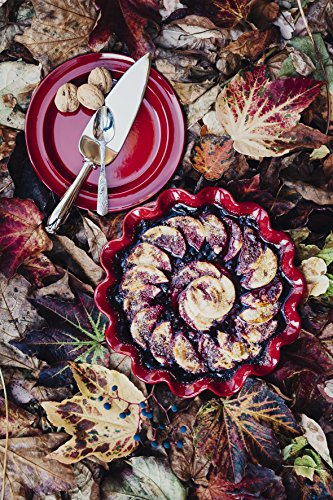 Image of Emile Henry Made In France Burgundy Ruffled Pie Dish 10.5 inch X2.5 inch