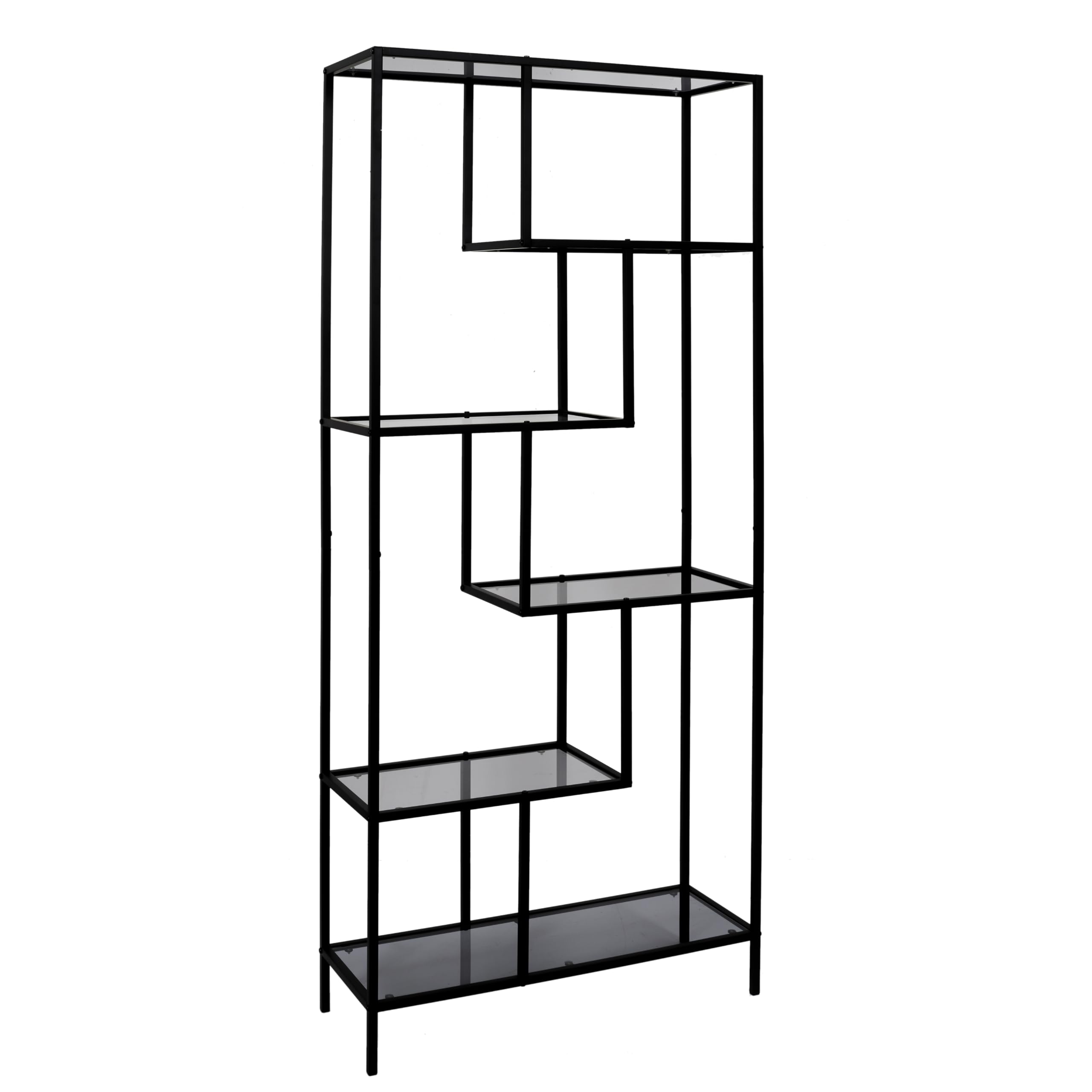 Home Deco Factory Schwarz - Hd0085 – Regal Edison Glas Rauchgrau 80 X 30 X 180 Cm