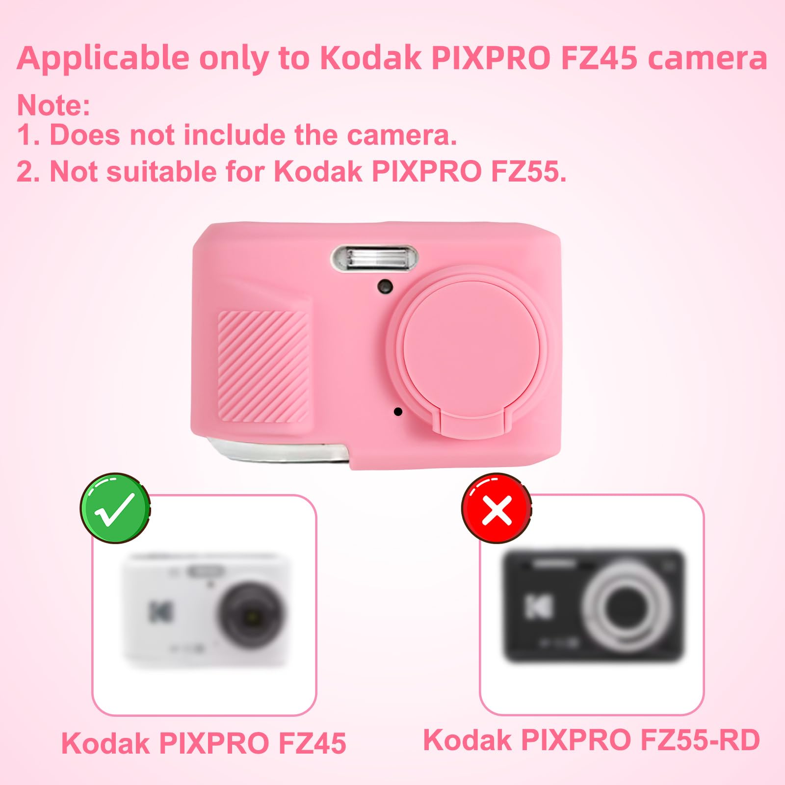 Etui Ochronne Aparatu Cyfrowego do Kodak PIXPRO FZ45, Różowe Silikonowe Odporne na Zarysowania Kompatybilne z Lekkimi Akcesoriami Aparatów do Kodak