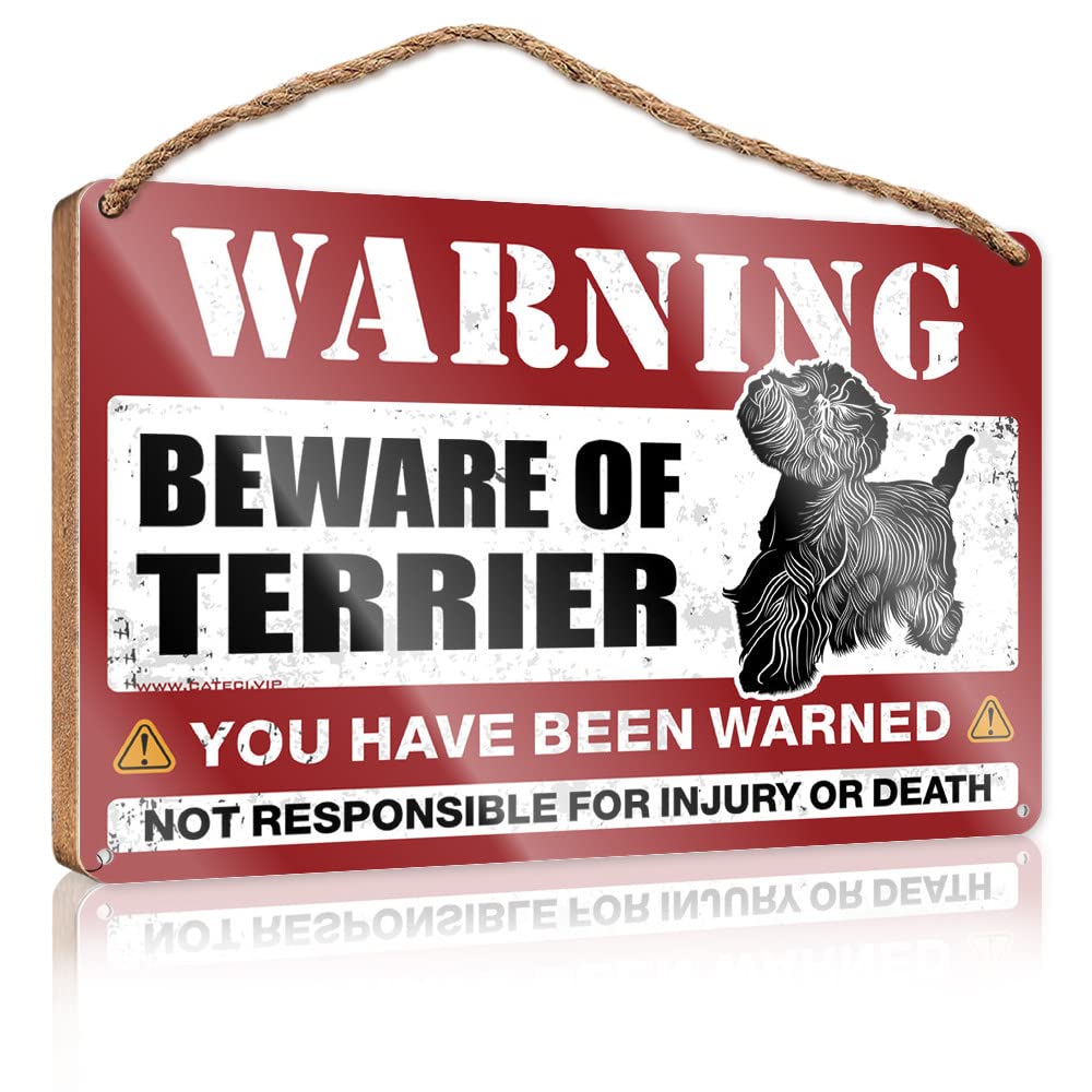 Home Signs For Front Porch Beware Of Terrier Wooden Sign(23X35CM)