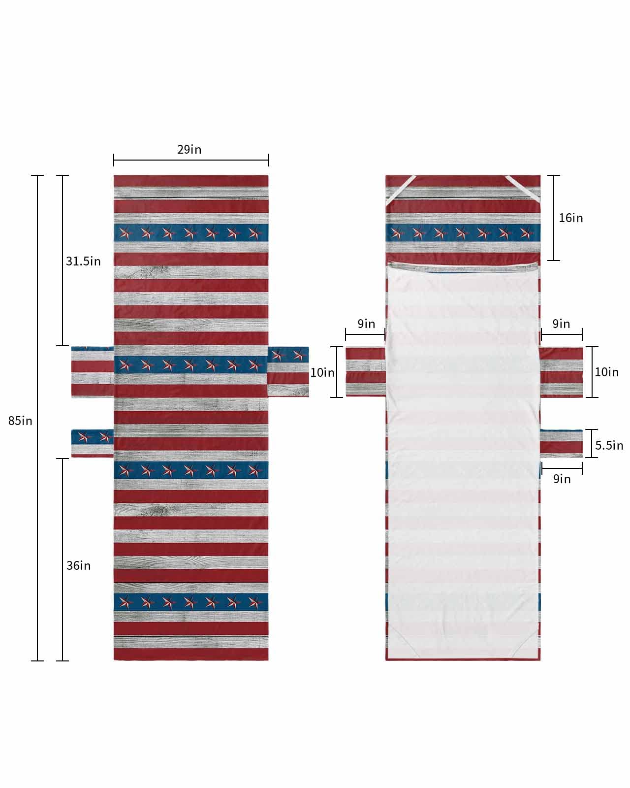 Independence Day Beach Pool Patio Lounge Chaise Chair Cover Towel With Pockets,Absorbent & Quick Dry Microfiber Towel Cover Bag Summer Accessories for Sunbathing Red Blue Star Striped Flag Farmhouse
