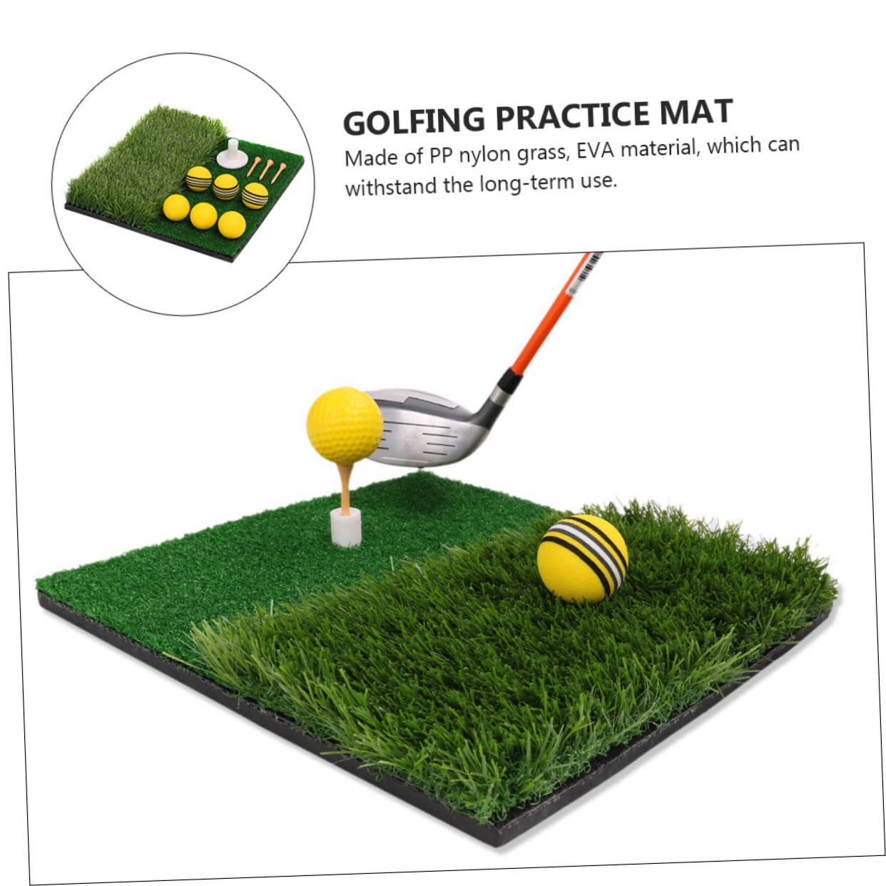 UPKOCH 1 Set Portable Golfing Hitting Mat Practice Net for Training Durable Grass Material Present for Golf Lovers and Beginners
