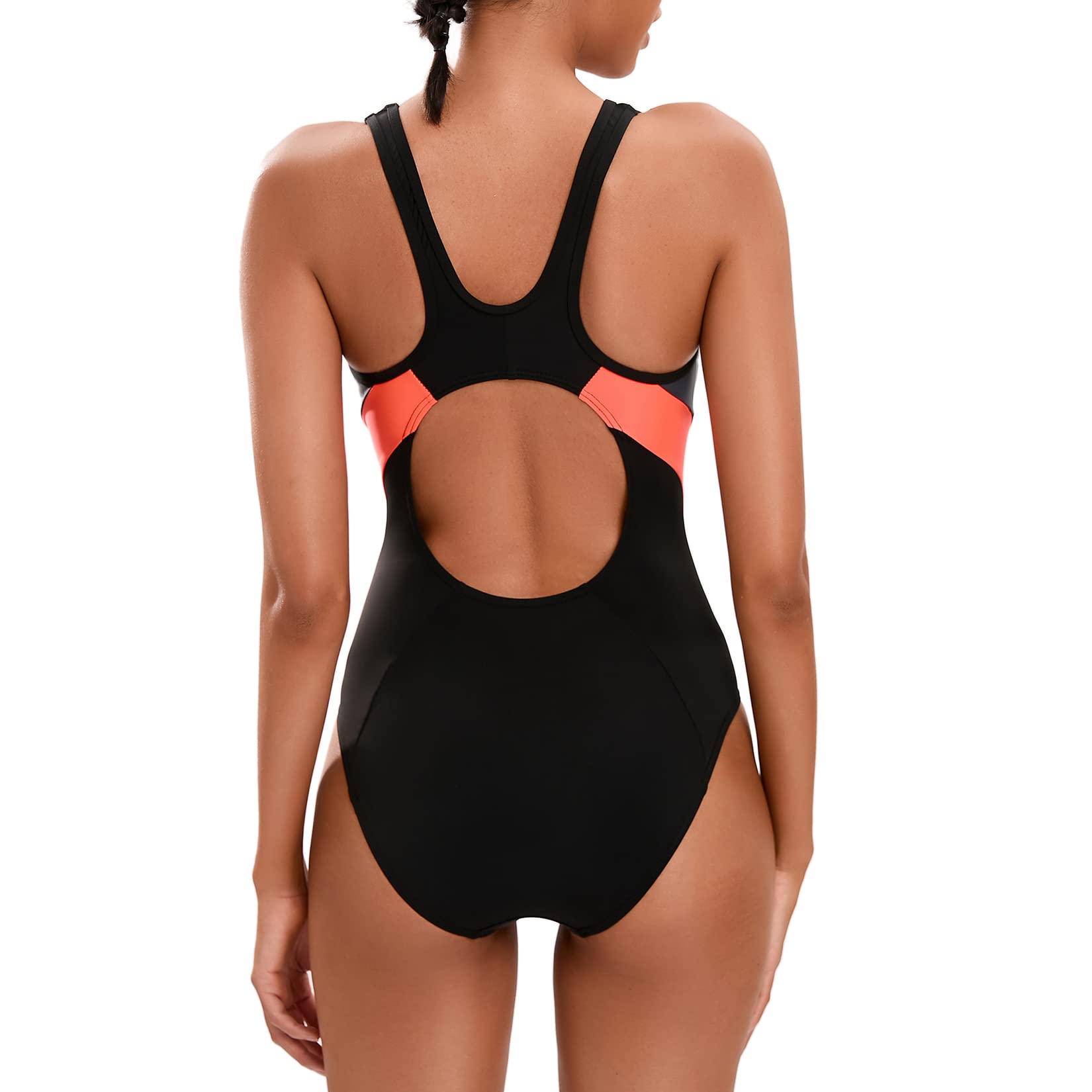 Veranobreeze Costume da Bagno da Donna Costume da Bagno di Un Pezzo Nero Atletico Costume da Bagno Modesto