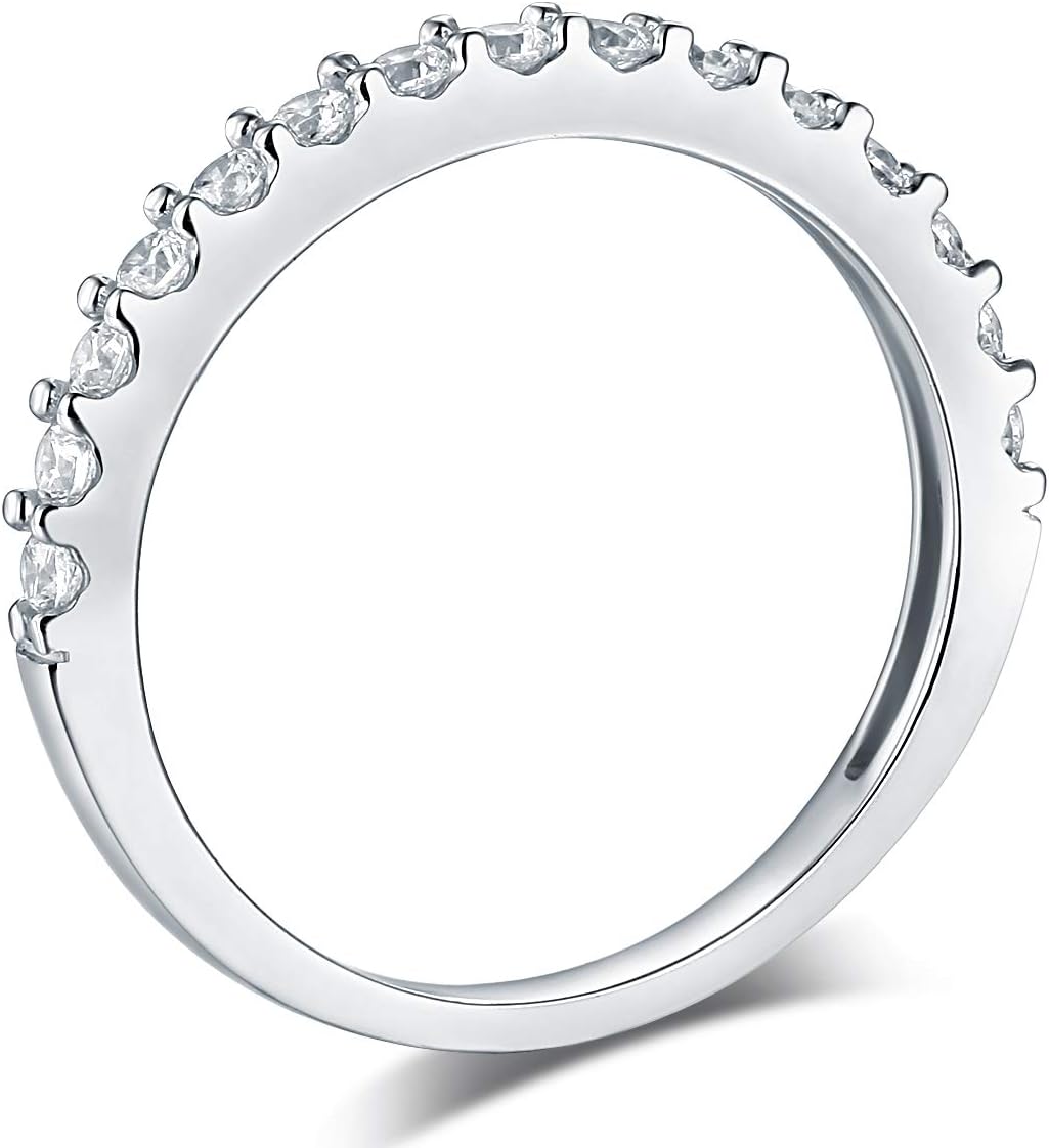 Wellingsale Ladies Solid 14k White Gold Polished CZ Cubic Zirconia Round Cut Three 3 Stone Engagement Ring with Side Stones and Wedding Band Bridal Set