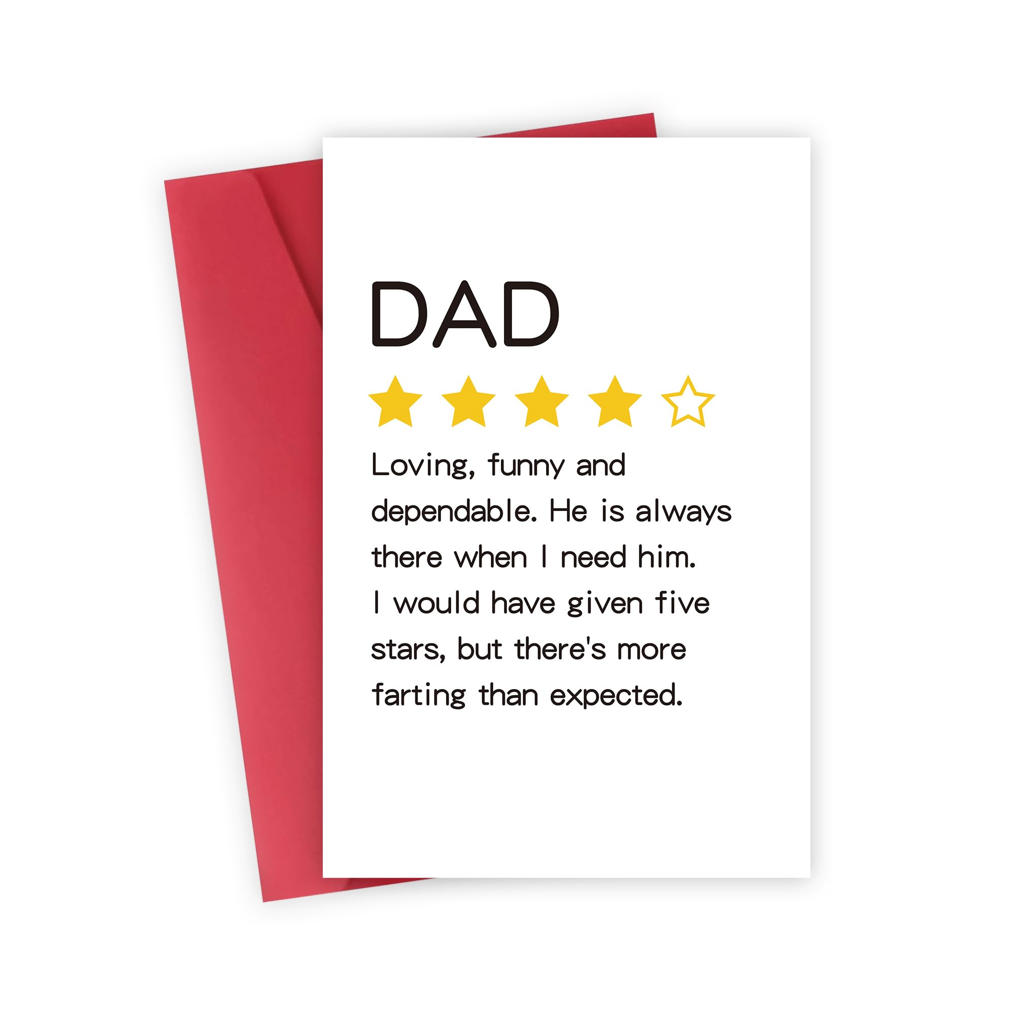 FSSDAS Funny Star Rating Fathers Day Card, Hilarious Father's Day Best Dad Gifts from Daughter, Son, Happy Birthday Cards for Step Father