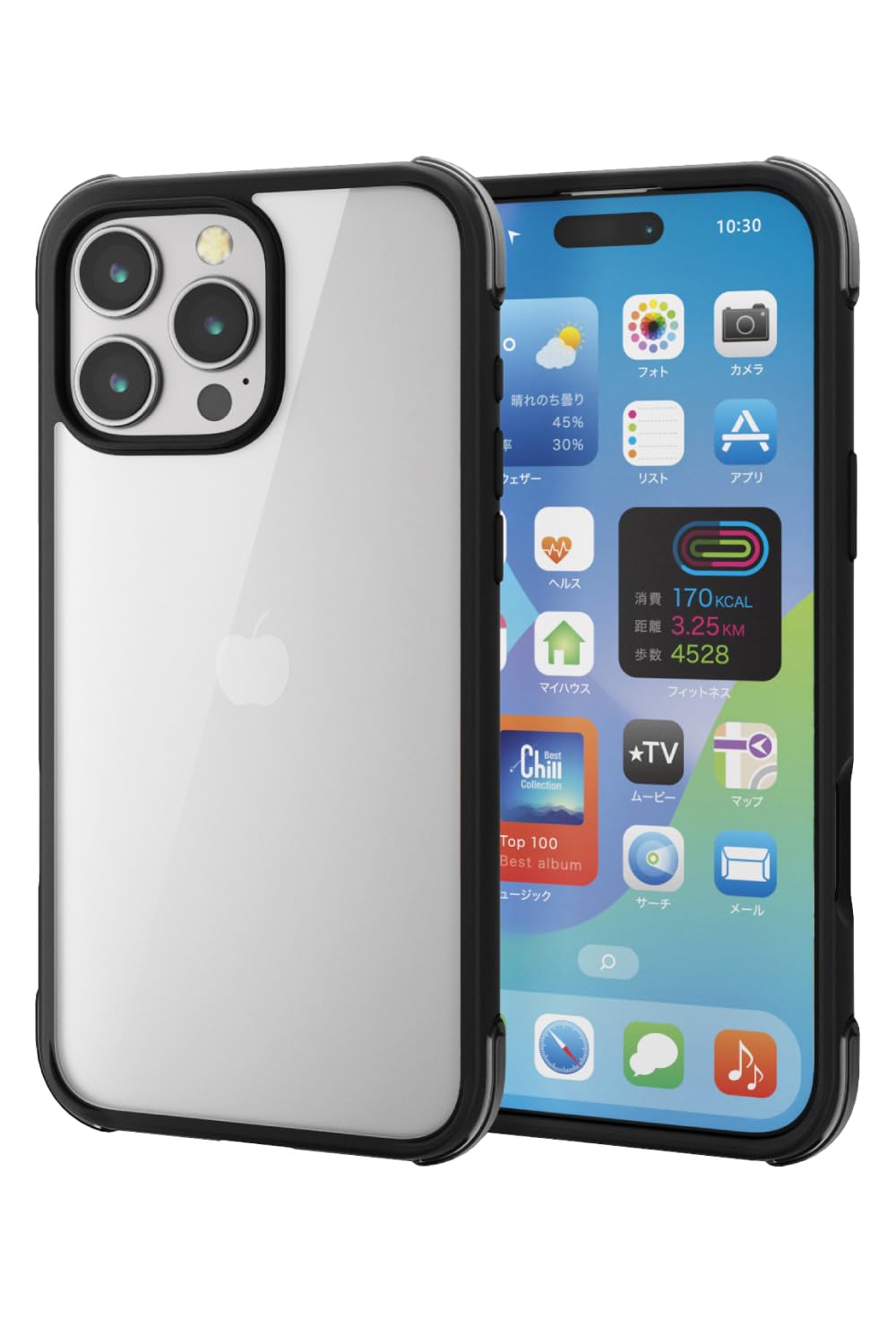 Amazon.co.jp: エレコム iPhone 16 Pro Max ケース 背面クリア 耐衝撃 