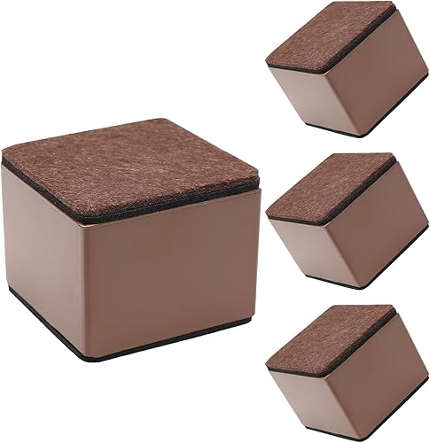 Biaungdo 4 elevadores de muebles autoadhesivos, elevadores cuadrados para muebles, cama de acero al carbono resistente, para sofá, silla, elevadores