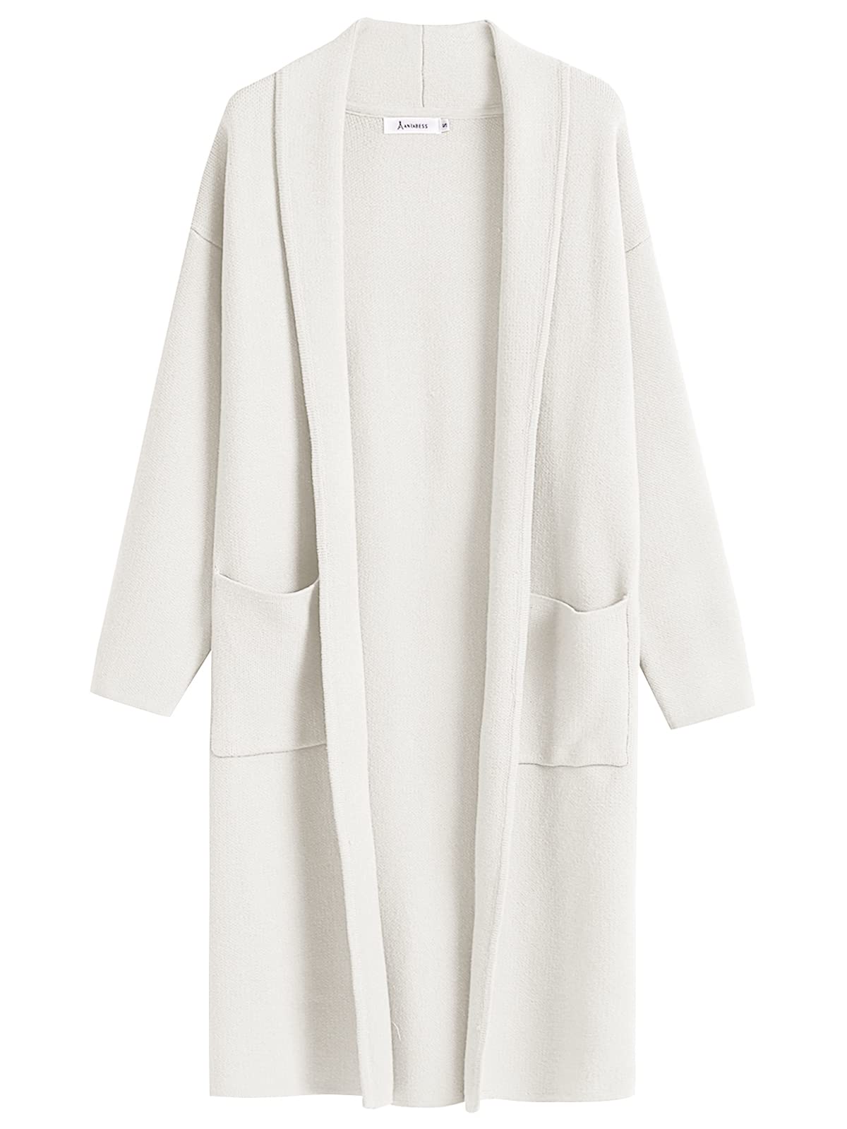 ANRABESS Women's 2023 Fashion Cardigan Sweater Long Sleeve Open Front Lapel Coat Casual Knit Coatigan Jacket with Pockets