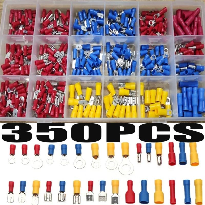 Kit de connecteurs de câbles isolés, 350 pièces, cosses à, cosses à Anneau, cosses roulées, Assortiment de cosses