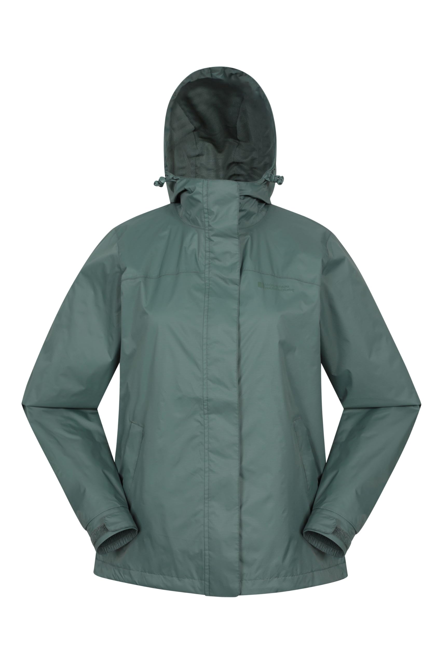 Mountain Warehouse Women's 'Torrent' Waterproof Lightweight Breathable Hooded Zip Up Jacket in Light Khaki | Size: 20