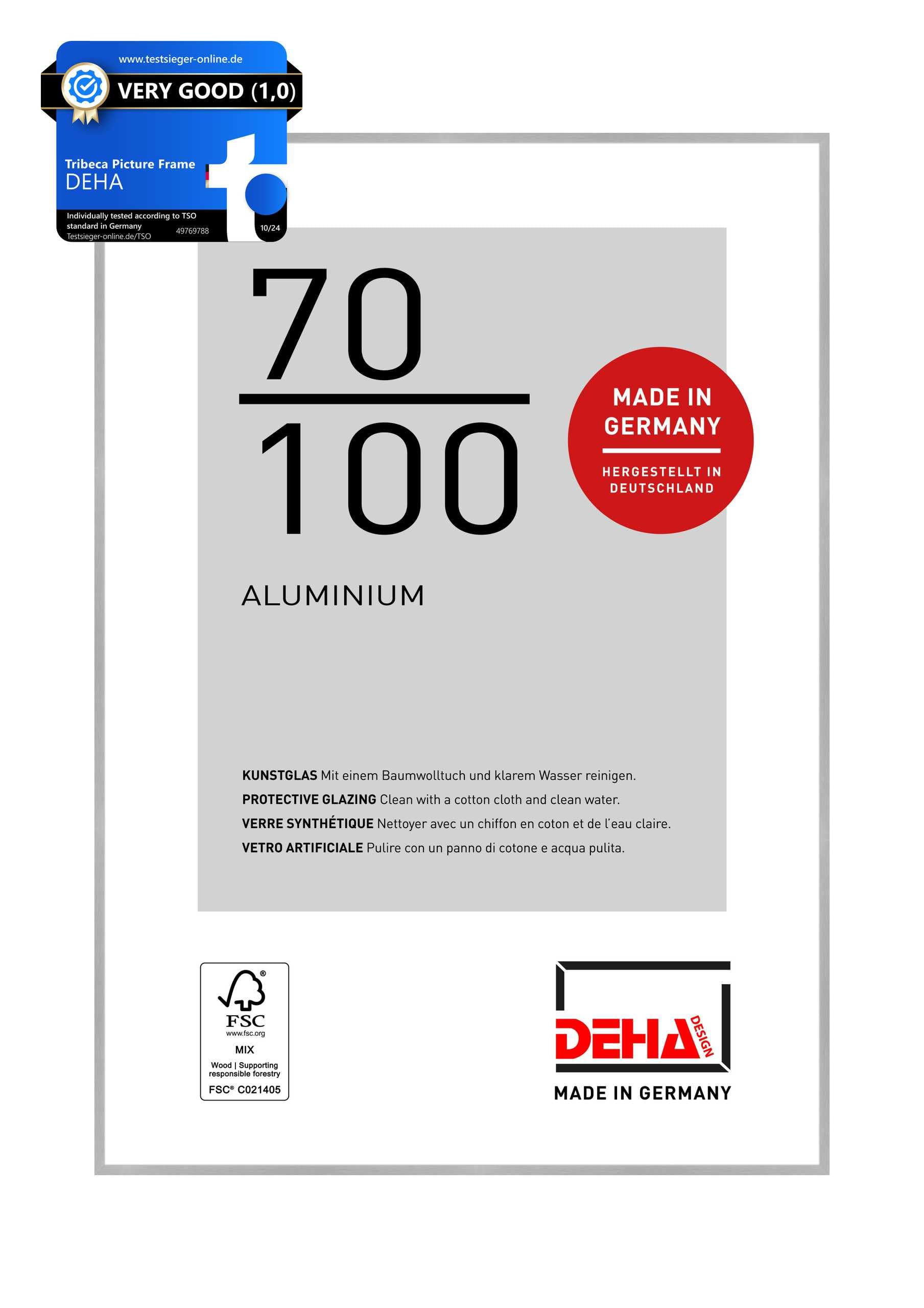 DEHA Design Marco de aluminio Tribeca, 70x100 cm, Estructura Plata Mate