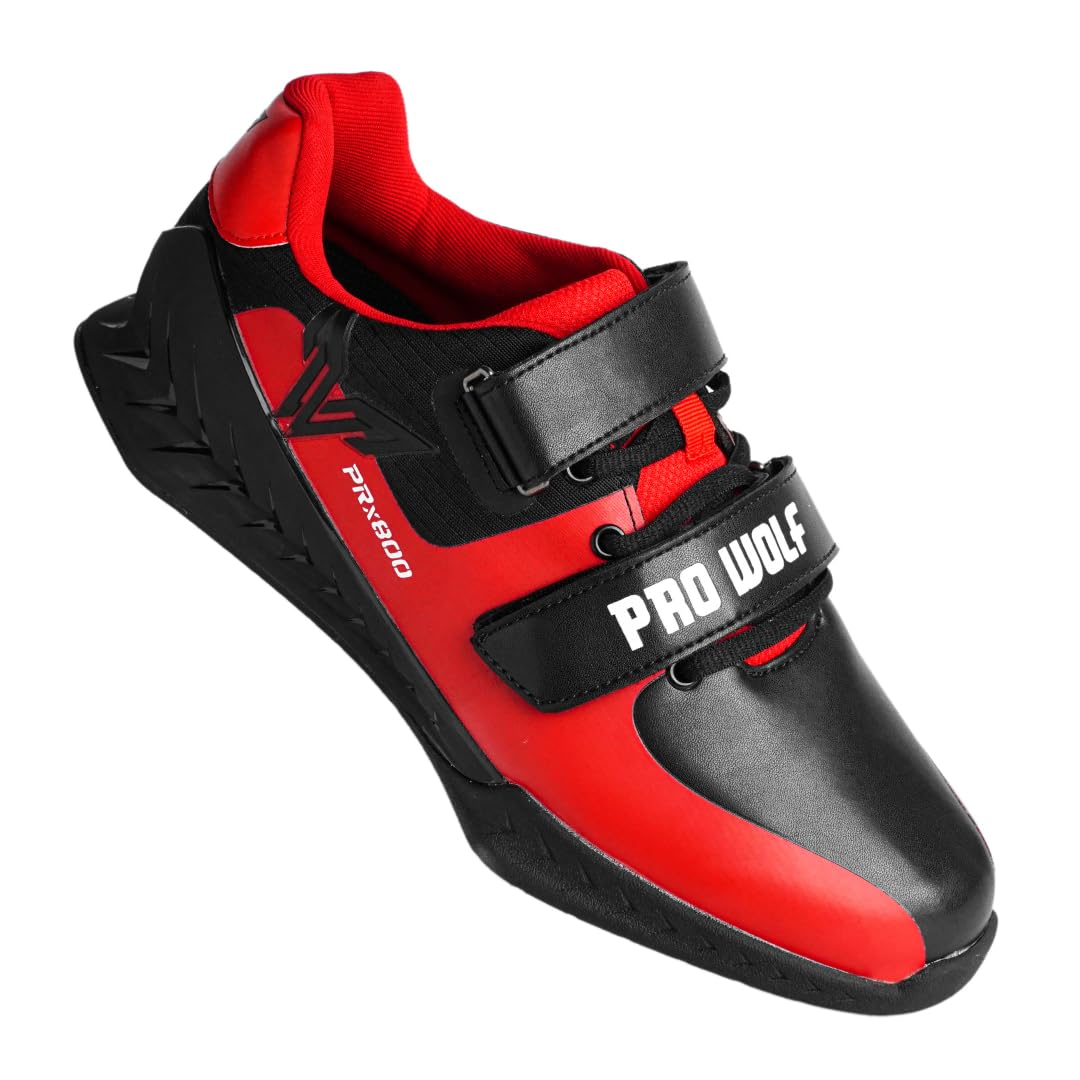 PRx800 Wider Toe Box Weightlifting and Powerlifting Squat Gym Shoe (Red, 10)