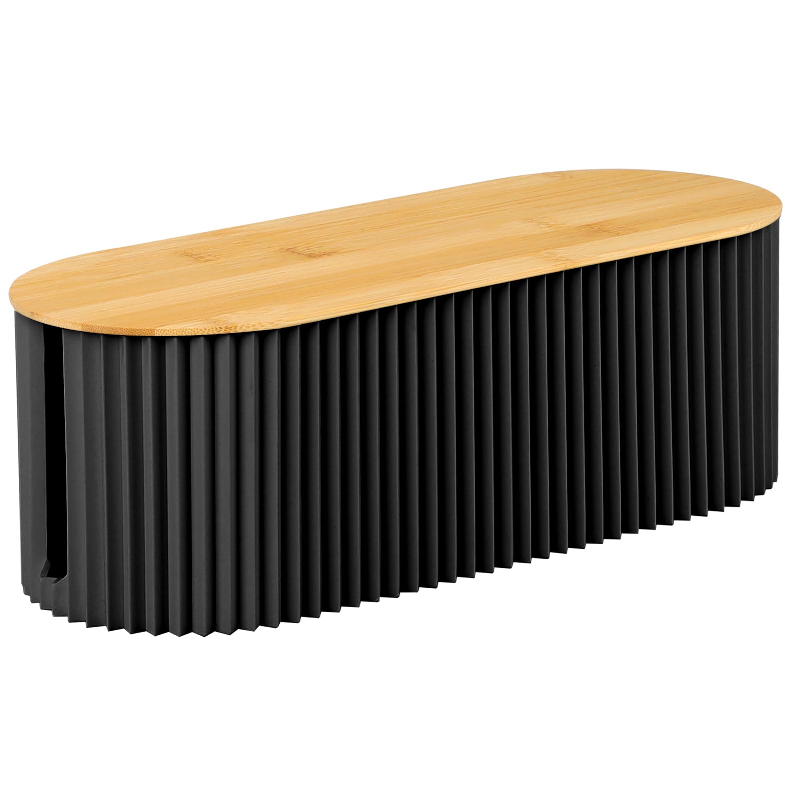 Voency Cable tidy box,Cables management box with Bamboo Lid Cables Organised Box for Storage Organising Management Desk TV Computer USB Hub Strips Cords Cables Organised Box Black