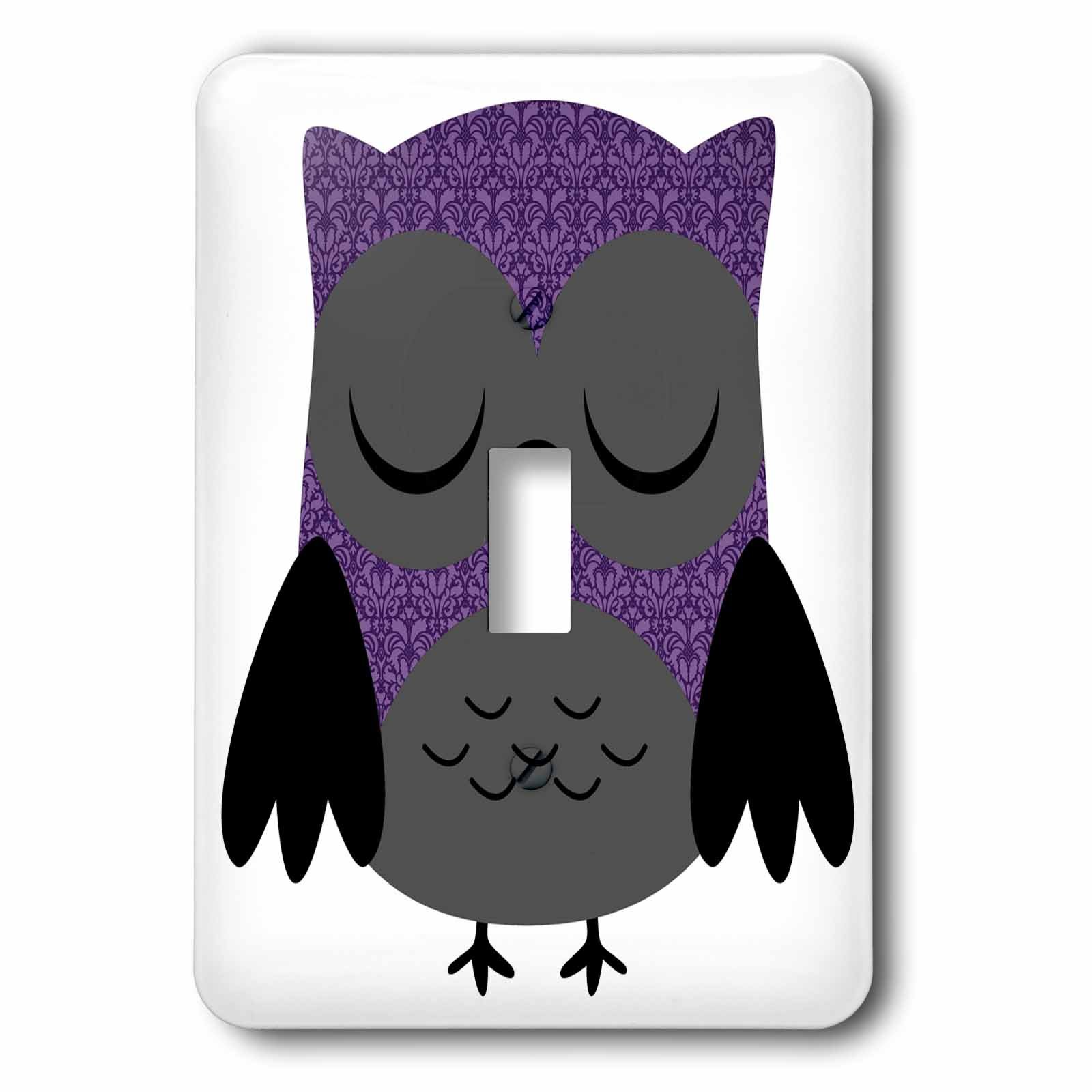 Interrupteur à bascule Pretty Purple Damask Owl 3dRose lsp_61036_1