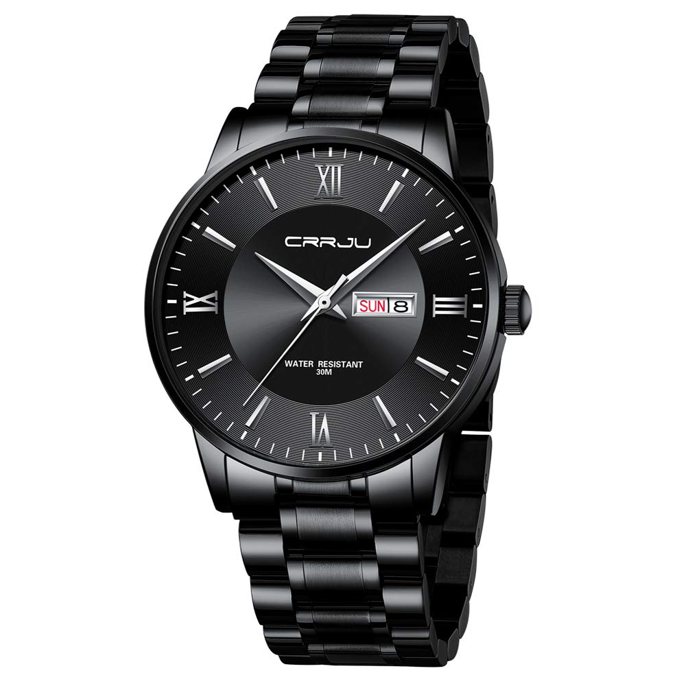 CRRJU Men Watch Waterproof Stainsteel Steel Band Wrist Watch Waterproof Fashion Analog Quartz Wristwatches for Man, Black Gold, Chronograph (B0B1M5WXCT) Amazon Price History, Amazon Price Tracker