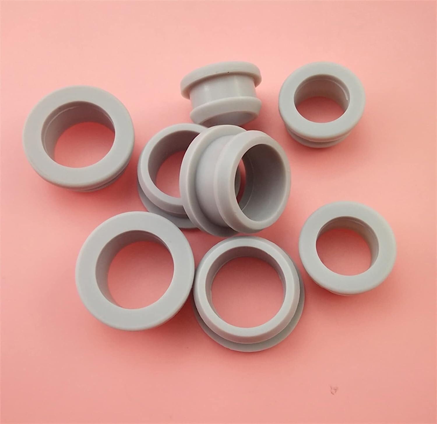 Arandela de goma, arandelas de cable de escritorio, kit de arandelas de goma, 10 piezas de 2 mm a 30 mm de goma de silicona gris con arandela a presión, tapones for orificios, casquillo de cableado de