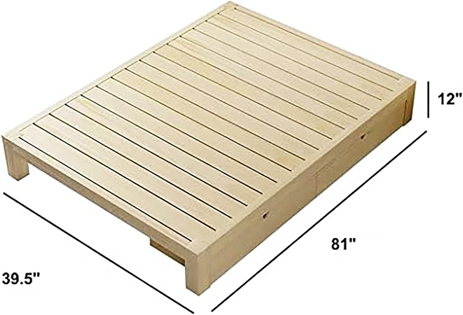Solid Wood Platform Bed Frame with Storage Drawers-12”Japanese Style Wooden Slats Floor Bed(59" W x 81" L x 12" H, Queen)