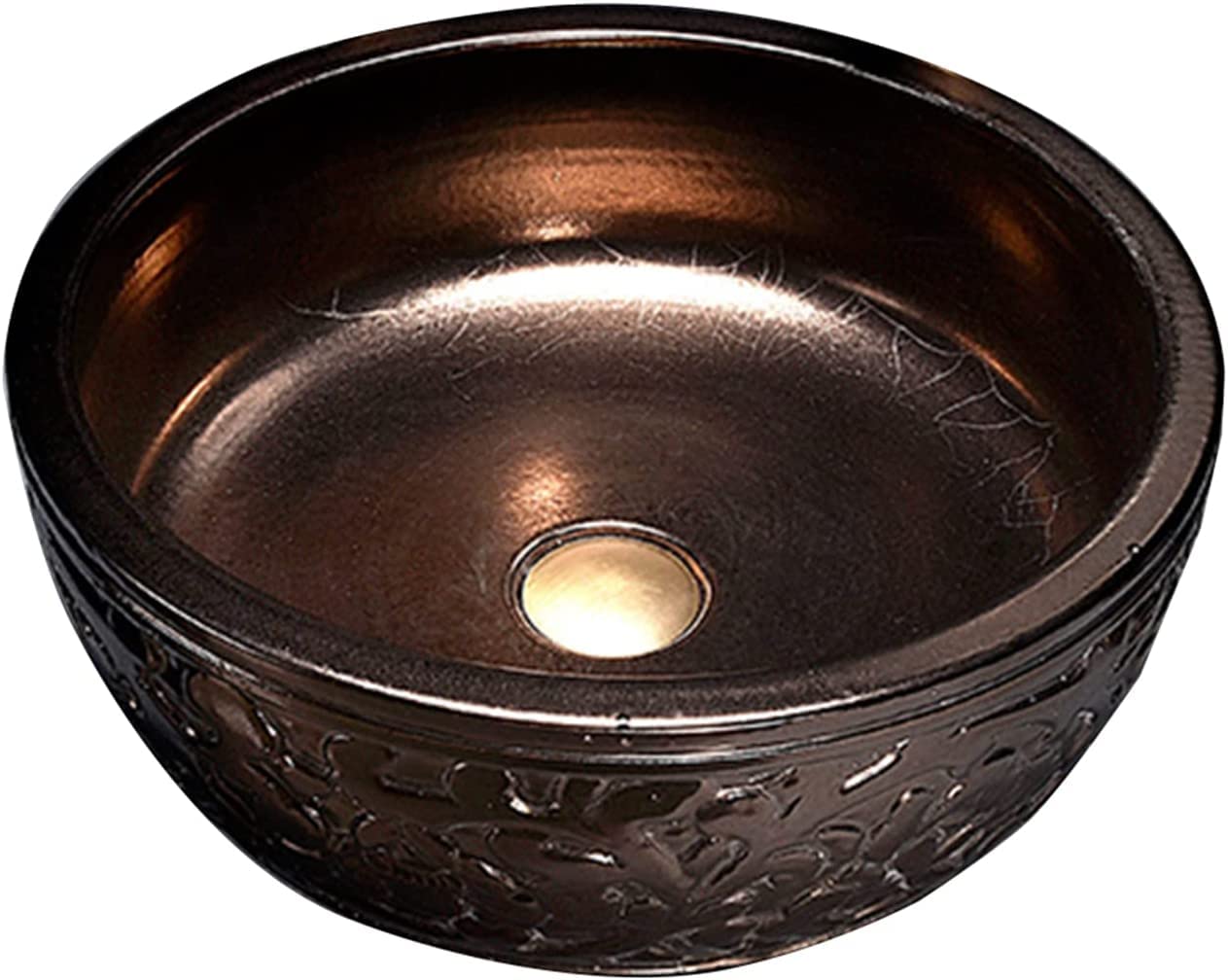 Ceramiczna Umywalka Łazienkowa, Umywalka Nablatowa, Gładka Ceramiczna Umywalka Nablatowa Z Rzeźbionym Wzorem, Okrągła Umywalka 41 * 41 * 16 Cm Do Domu, Hotelu, Restauracj