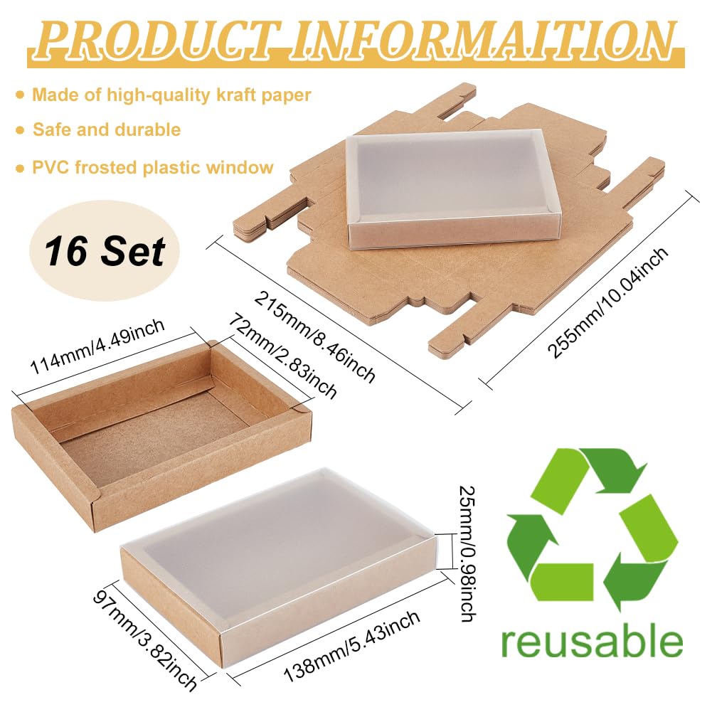 16 Scatole Regalo Kraft Con Finestra In PVC - 13.8x9.7x2.5 Cm - Per Gioielli, Dolci, Bomboniere - Foto 7