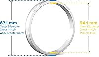 Vista 2 de Anillos espaciadores centrales de 54.1 mm de DI a 67.1 mm de DE, anillos espaciadores de aluminio plateado, solo compatible con Scion, Mazda