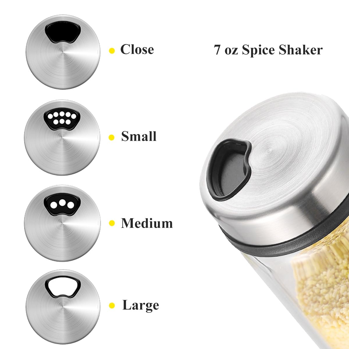 Juego de 5 saleros y pimenteros de vidrio para condimentos, con soporte organizador giratorio de 360 grados, estante de especias, organizador de condimentos para encimera de cocina (200 ml)
