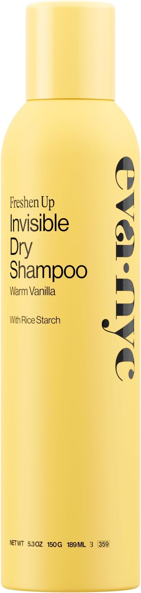 Eva NYC Invisible Dry Shampoo Spray - Oil-Absorbing, Removes Odor & No White Cast - Freshen Up Dry Shampoo For Women - For Light, Dark + Oily Hair - Warm Vanilla Scent - 5.3 oz