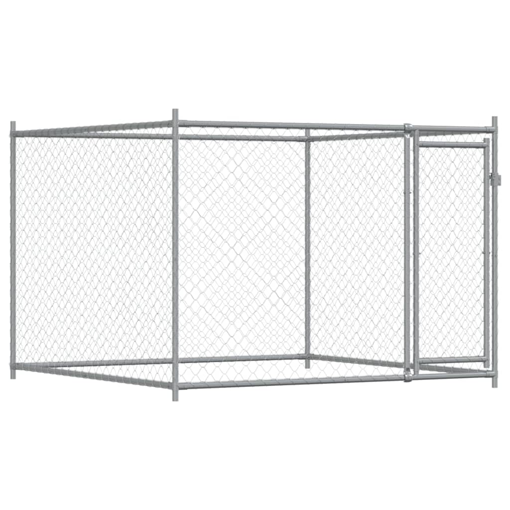 Perrera para perros con puerta, gris, 10 x 2 x 1,5 m, acero galvanizado, plegable, protección para exteriores e interiores, seguridad para perros, cachorros, parque infantil, jardín, camping