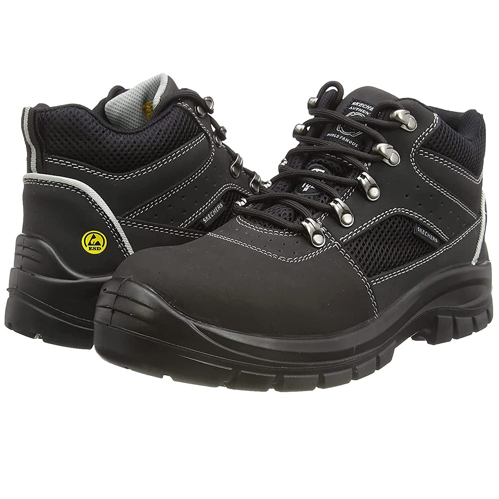 Skechers Men's Black Nubuck/Textile Trophus Letic Safety Boot Colour: : Size 8