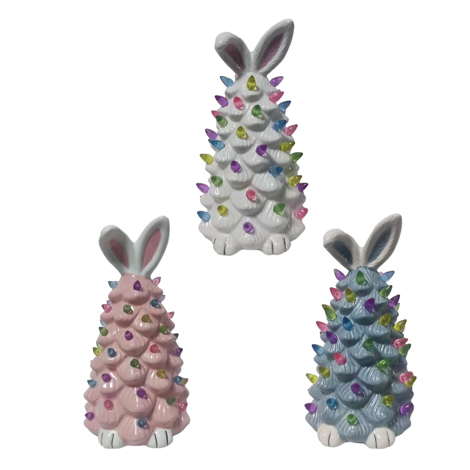 Ornamenti a forma di coniglietto pasquale, statuette per la decorazione festiva della casa e regali, in ceramica bianca, ornamenti in resina