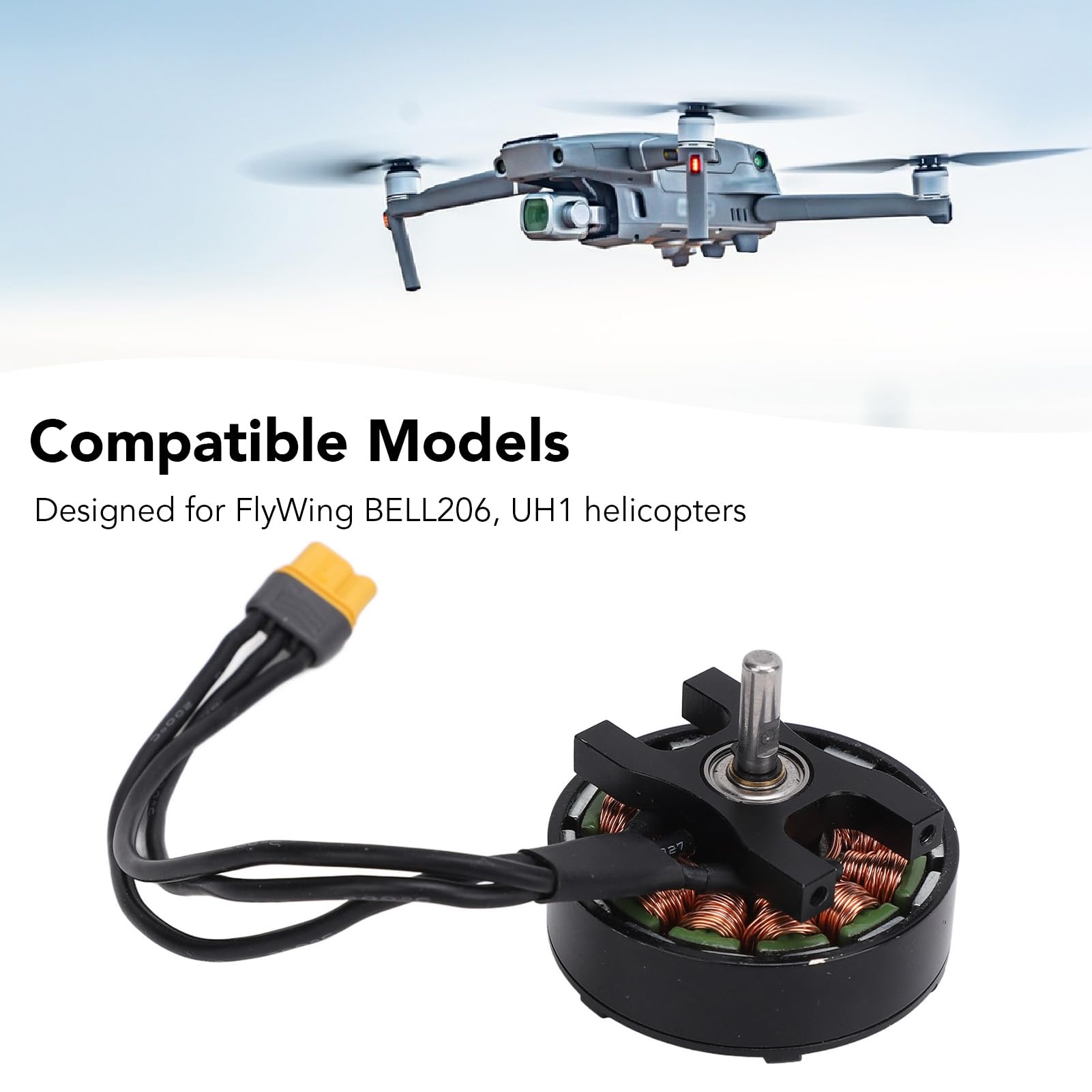 HUIOP Zamienny Silnik Główny Helikoptera RC do FlyWing BELL206 UH1, Solidna