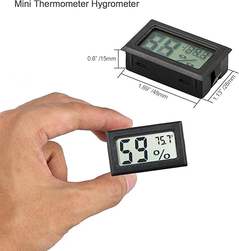 Miniatura 2 de Paquete de 4 mini medidores digitales de temperatura y humedad, termómetro para interiores, higrómetro, pantalla LCD Fahrenheit (℉) para tanque de