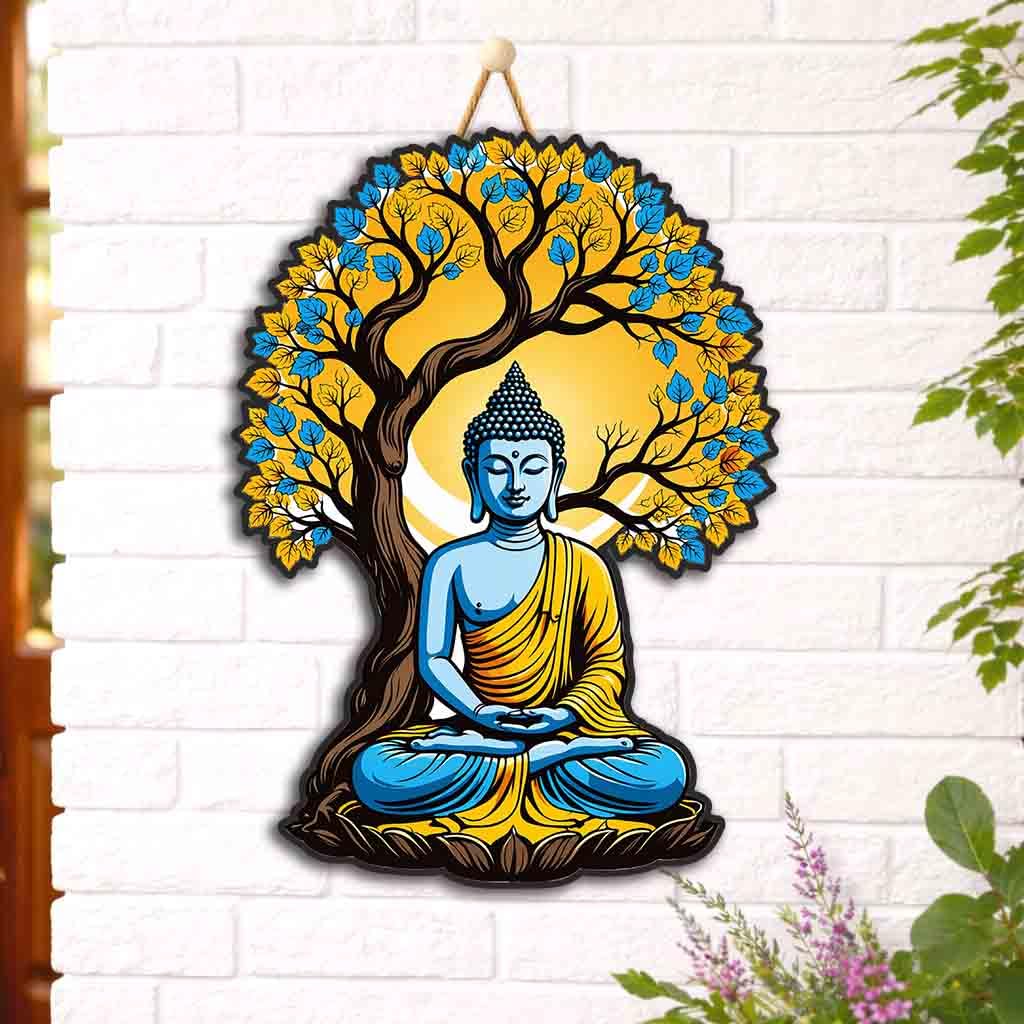 Plan To Gift Buddha Tree Wall Hanging For Home Decor | Wooden MDF Wall Art For Living Room Bedroom Office Entrance | 20 x 26 cm-image-39