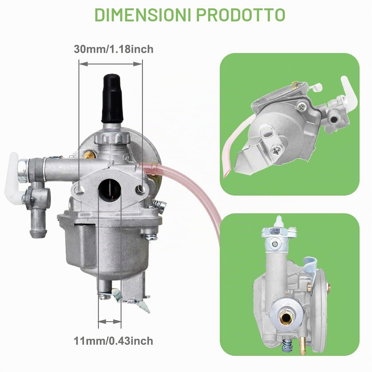 ZAMDOE Kit di revisione del carburatore TD33 da 30 mm, Galleggiante AY, per Kawasaki TD33 TD40 TD43 TD48 CG400 40CC 40-7 decespugliatore per 15001-2525, con Spazzola per la Pulizia delle Candele