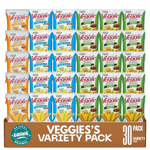 Veggie's-Straw Variety Pack - Assortment of Garden Sea Salt, Cheddar