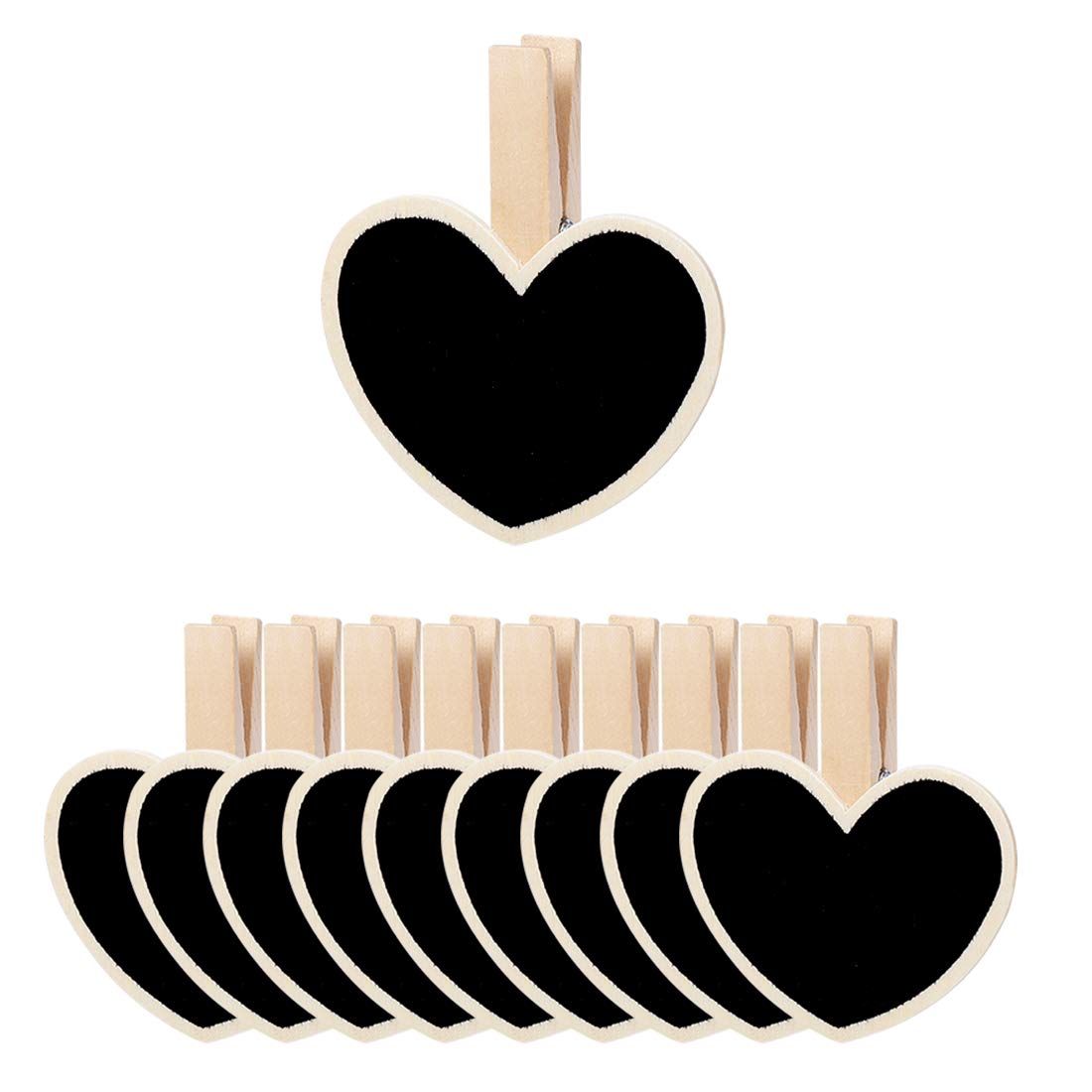 Mini pizarras con clip de madera uxcell en forma de corazón para números de mesa 8