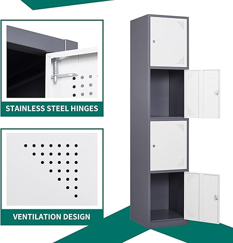 Vista 6 de STANI Armario de metal, armarios de metal para empleados con cerradura, armario de almacenamiento con cerradura, armario de almacenamiento