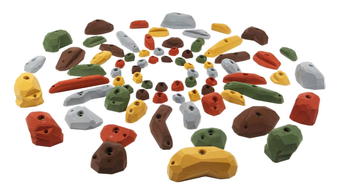 Atomik Rock Climbing Holds Set of 75 Facets in Assorted Earth Tones