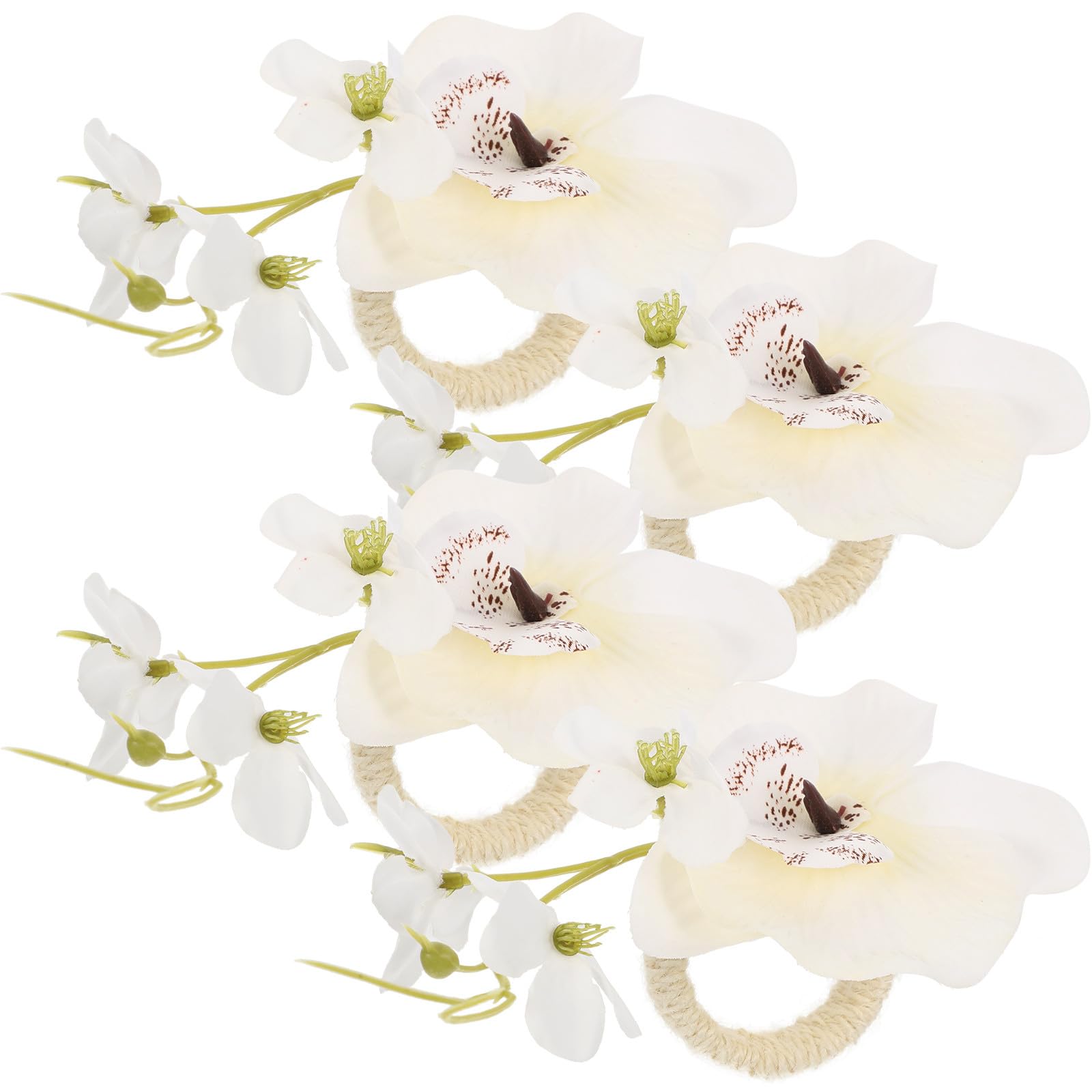 Ronds de Serviette Décoratifs Élégants à Fleurs, Lot de 4