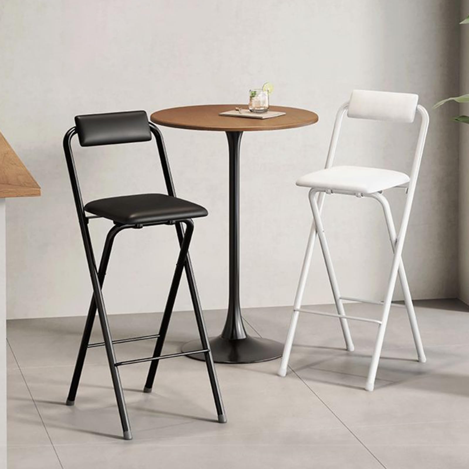 Sohodoo Klappbarer Barstuhl, klappbarer Barhocker mit Rückenlehne, hoher klappbarer Hockerstuhl, tragbare hohe klappbare Barstühle for das Esszimmer im Kitchen Island Shop Café(Black,50cm) Küche, Haushalt & Wohnen