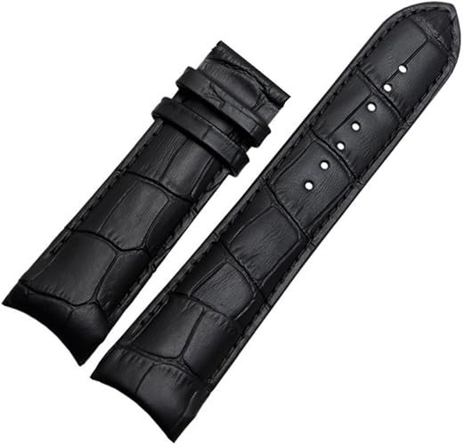 ewatchaccessories 20mm Black Curved Leather Watch Strap Fits Curvedend Watches Without Buckle