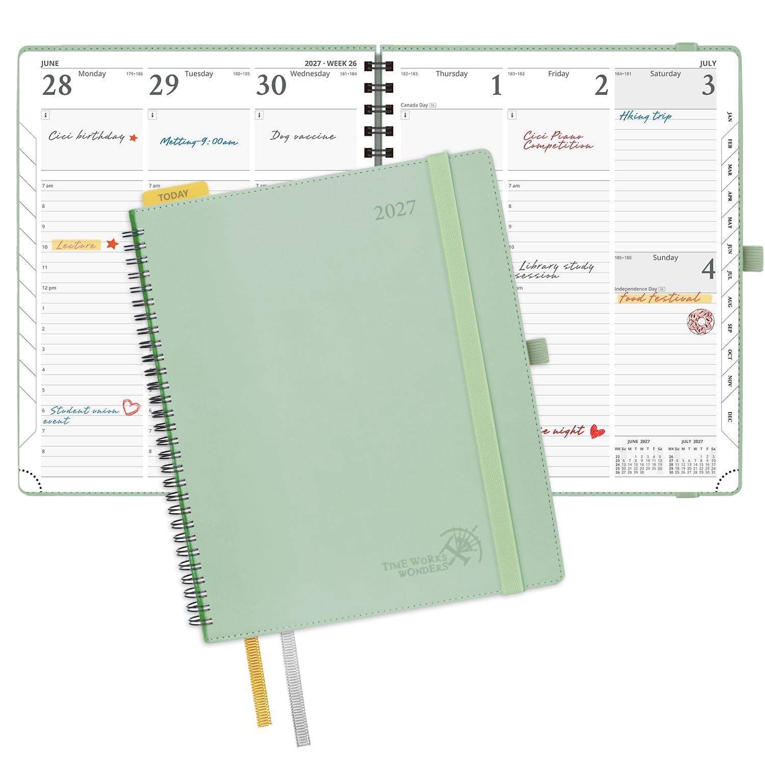 POPRUN Diary 2027 Week to View Approx. A4 Soft Cover Large Spiral Planner — image 1