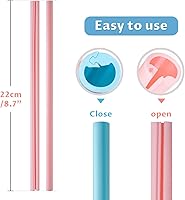 Vista 6 de NiHome Paquete de 10 popotes de silicona reutilizables, diseño abrible, fáciles de limpiar, pajitas de grado alimenticio de primera calidad, sin