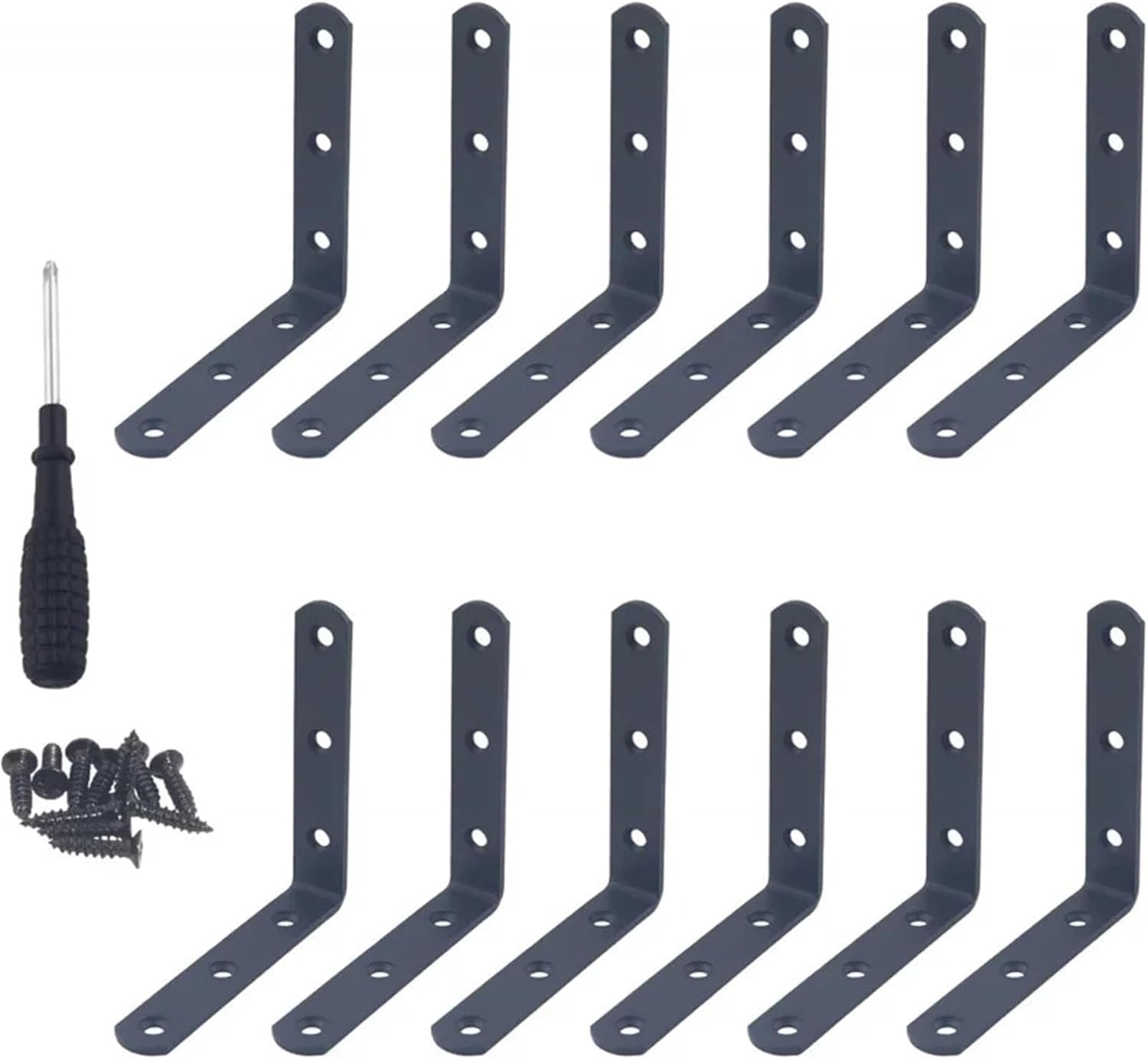 12Pcs Stainless Steel L Shaped Right Angle Connector Corner Bracket with Screws, Black(100x100x20/20x20x16/25x25x16/50x50x16mm)(20x20x16mm)