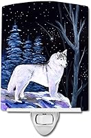 Vista 1 de Caroline's Treasures SS8400CNL Starry Night Siberian Husky Ceramic Night Light Compact, UL-Certified, Ideal for Bedroom, Bathroom, Nursery, Hallway