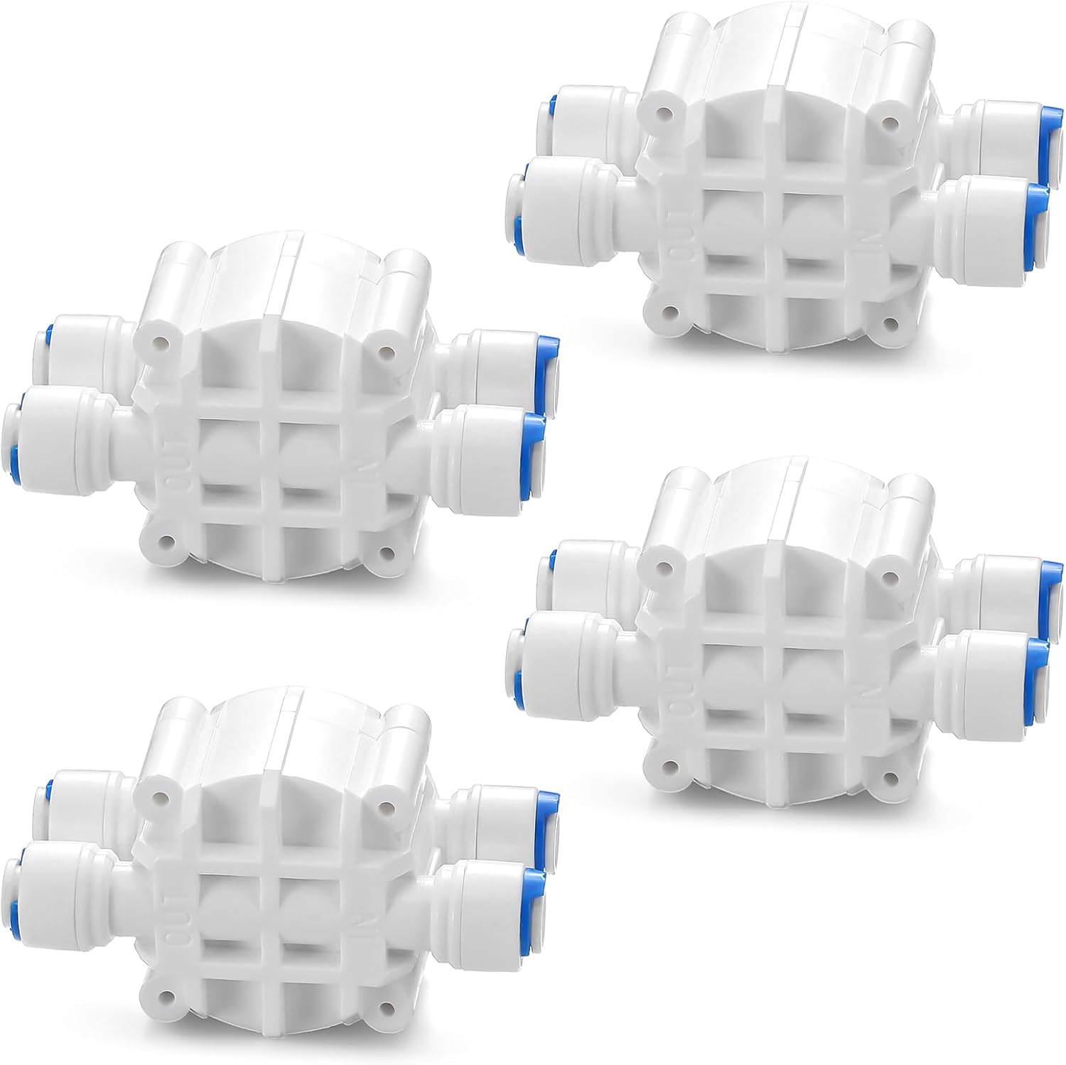 Colingmill 4 Pack 1/4 Inch Tube Automatic Shut off Valve, with Quick Connect Fittings, for Ro Reverse Osmosis Water Filter System, White