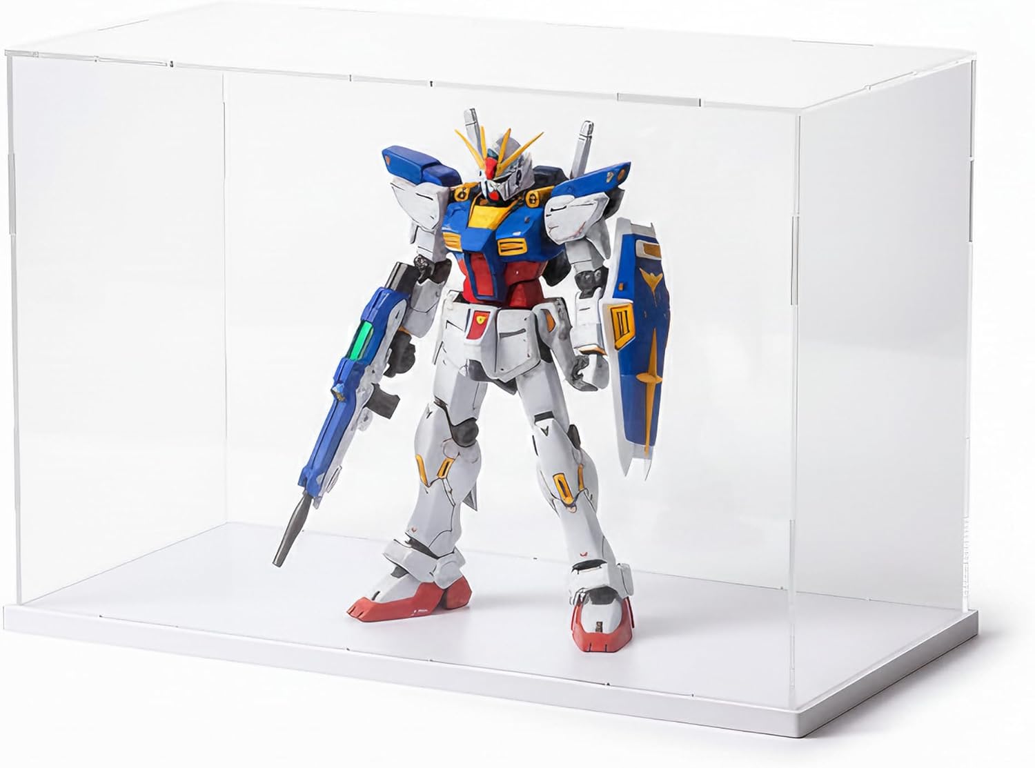 Clear Acrylic Display Case, Assemble Cube Display Box Stand with PVC Material White Base, Dustproof Protection Showcase for Collectibles Memorabilia Figurines (10*8*12inch;25*20*H30cm)