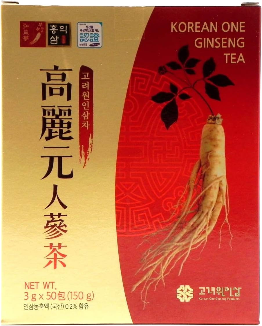 Original Korean Ginseng Tea 0.1Oz(3 Grams) 50 Packets - 0.105Oz(3 Grams) X 50 Bags - Instant